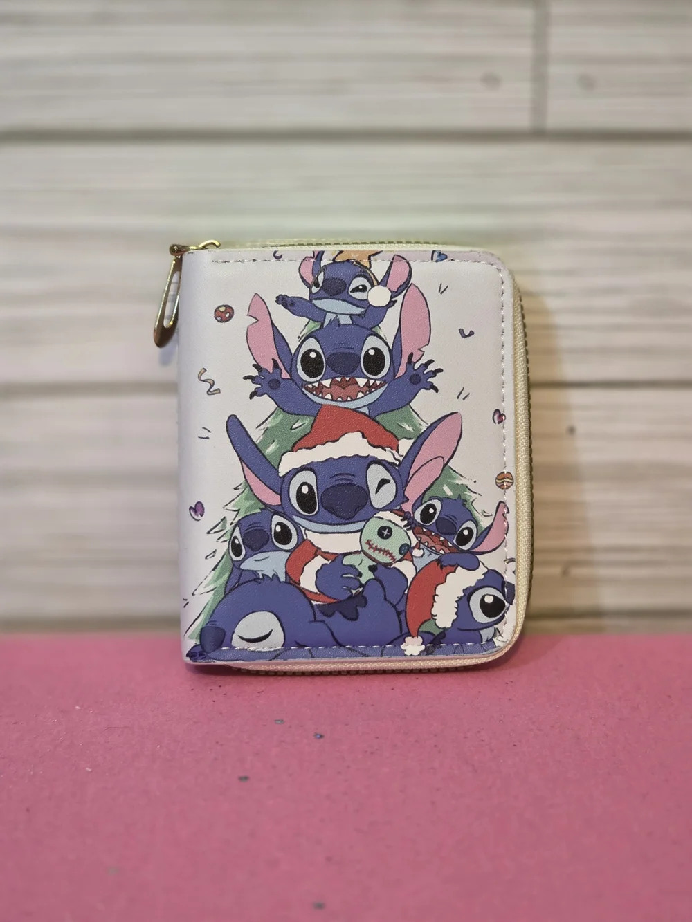Disney Lilo & Stitch Character Christmas Theme Small Zip-Around Wallet